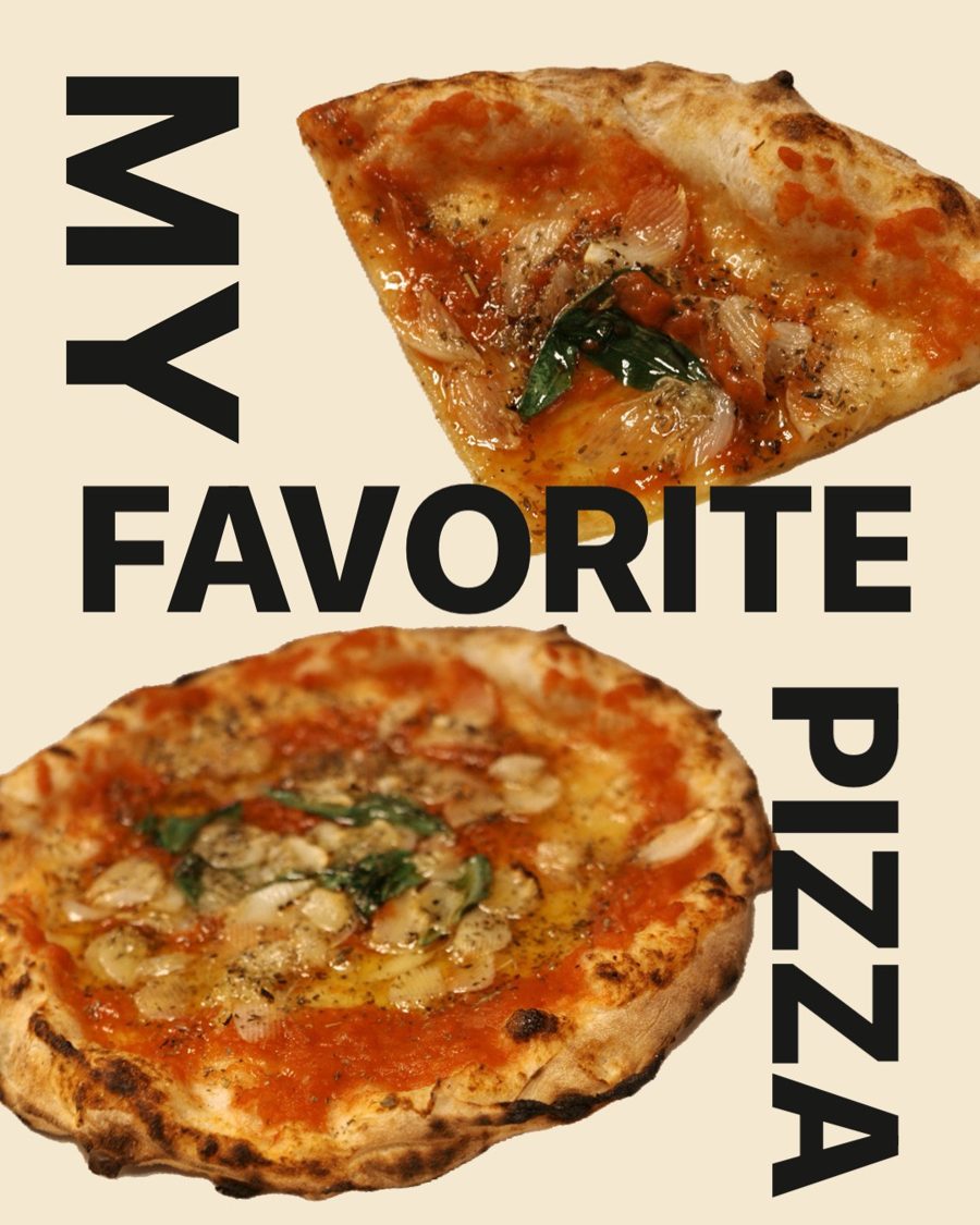 A page titled My Favorite Pizza with two pizza cutouts and bold type